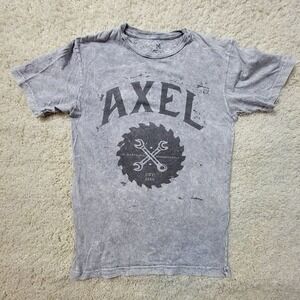 Axel Brand Acid Wash Graphic T-Shirt Grey W. Hartford CT Mens Size Medium